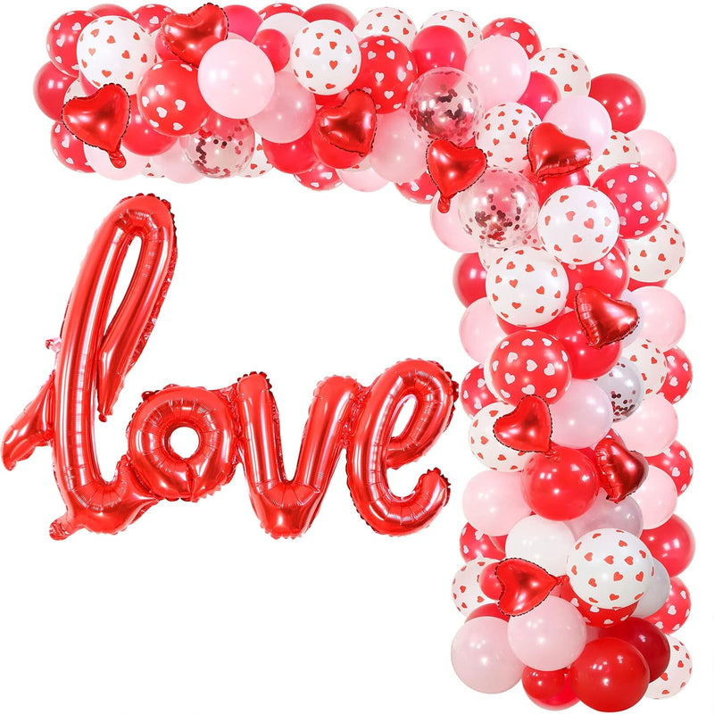 Valentines Day Balloon Garland Arch Kit, Red Pink White Balloons With