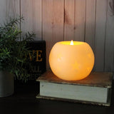 Moon Sphere Wax Led Dancing Flame Candle Ball Battery Operated Wax Led Flameless Candle With Timer And Remote Control (5" Dia. X 4" H)