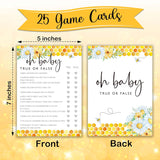 Bee Baby Shower Games, Oh Baby True Or False Game, Summer Daisy Bumble Bee Gender Neutral Party Supplies & Favor, 5X7 In & Set Of 25-A01