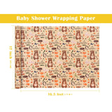Kraft Jungle Baby Shower Wrapping Paper Roll - Mini Roll - 17 Inch X 16.5 Feet - Oh Baby And Little Woodland Animal Wrapping Paper For Baby Shower, Kids Girls Boys Birthday