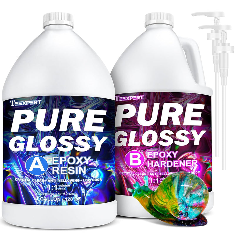 Epoxy Resin 2 Gallon Kit, Pure Glossy Crystal Clear Resin Epoxy With Pump, Bubble Free Anti Yellowing With Self Leveling Formula For Casting, Jewelry Making, Table Top, Wood & Art Crafts