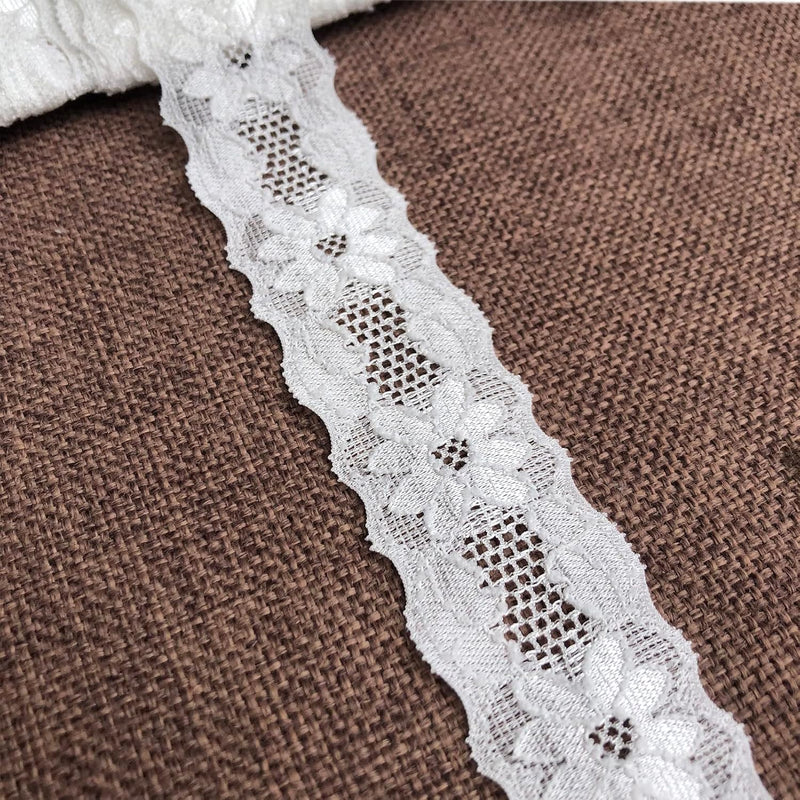 Olive Lace White 1.2 Inches Wide Stretchy Lace Ribbon Trim Lace For Bridal Wed