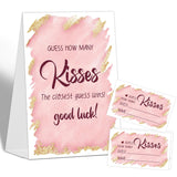 How Many Kisses Bridal Shower Game Wedding Shower Decorations, Guess How Many Baby Shower Game, 1 Standing Sign And 50 Guess How Many Cards For Birthday Baby Shower Wedding Party Decorations, 10