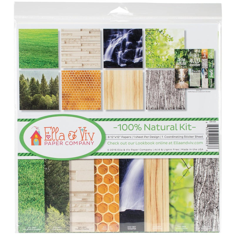 Ella & Viv By Eav-923 Ella & Viv 100% Natural Scrapbook Collection Kit, 12X12