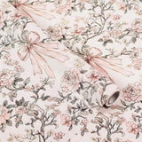 1 Roll Pink Bow And Flower Wrapping Paper Mini Roll - 17 In X 33 Ft - Coquette Vintage Floral Pink Bows Gift Wrap Paper For Valentine Birthday Wedding Baby Shower Engagement Bridal Shower
