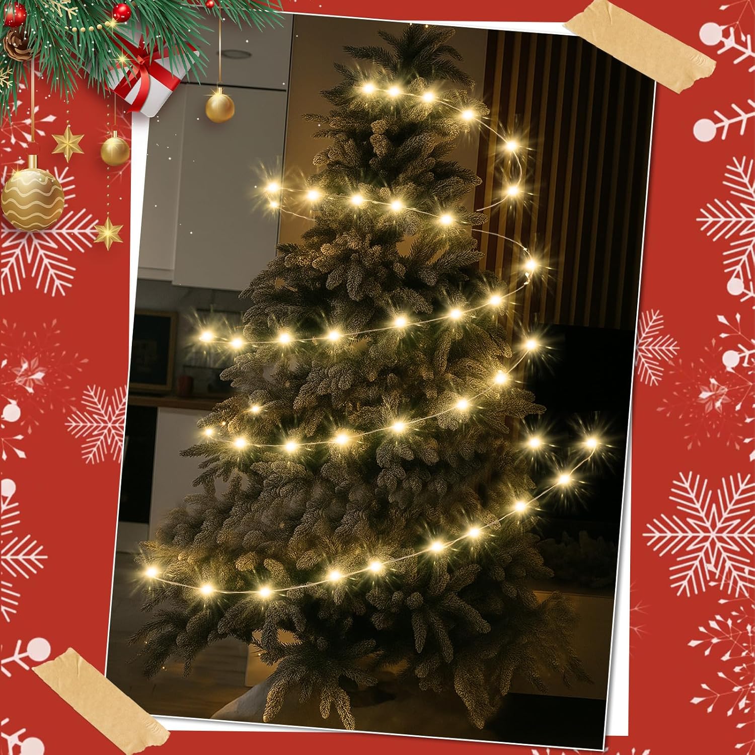 Christmas Lights 33Ft 100 Led Warm String Fairy Twinkle Lights With Flexible Iron Wire For Indoor Outdoor Christmas Tree