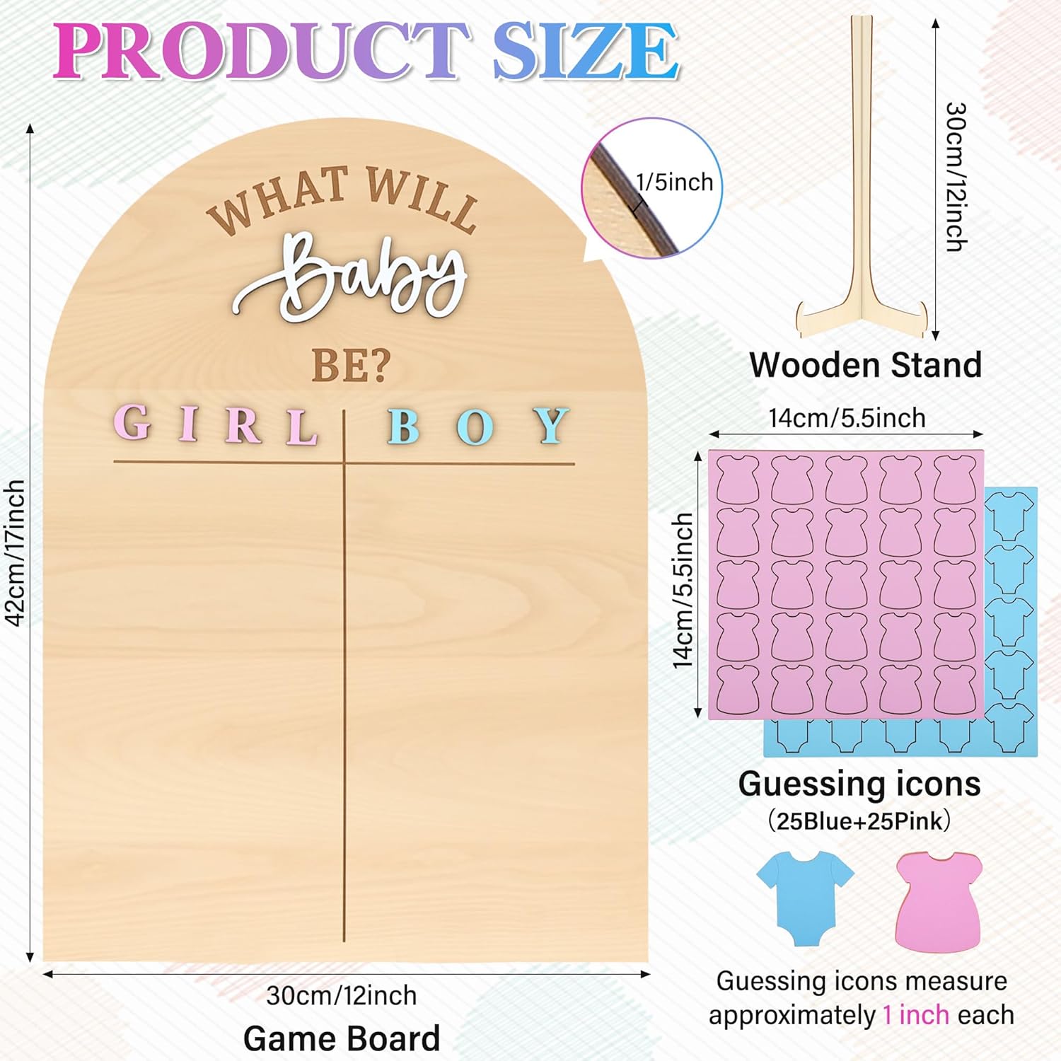 Wooden Gender Reveal Voting Board With Stand He Or She Game Guessing Sign Voting Stickers For Gender Reveal Party Supplies Decoration Baby Shower Game