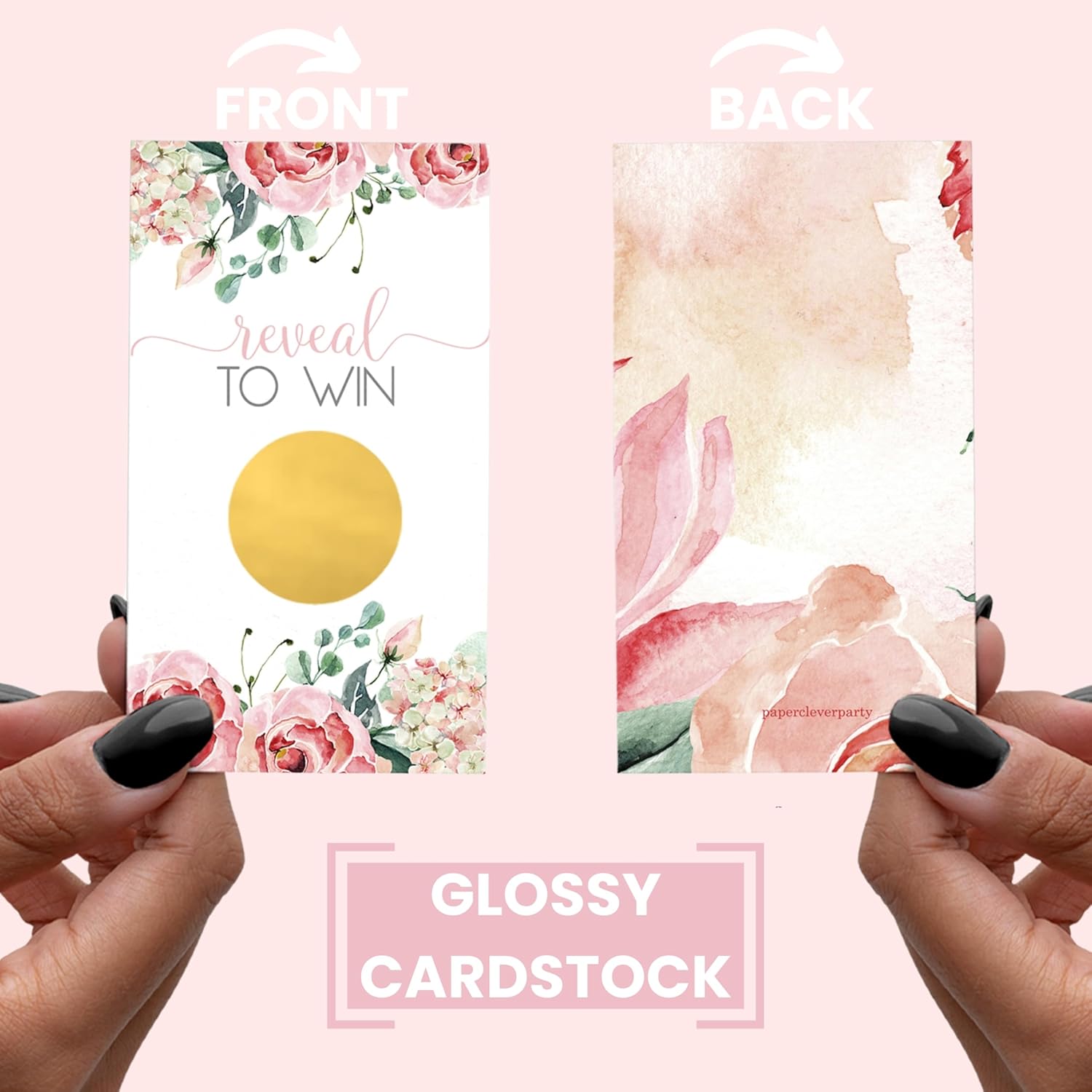 Charming Floral Bridal Shower Games - 30 Pack - Pink Scratch Off Raffle Cards - Fun Wedding Activities, Lottery Tickets & Door Prizes - Rustic Floral Theme