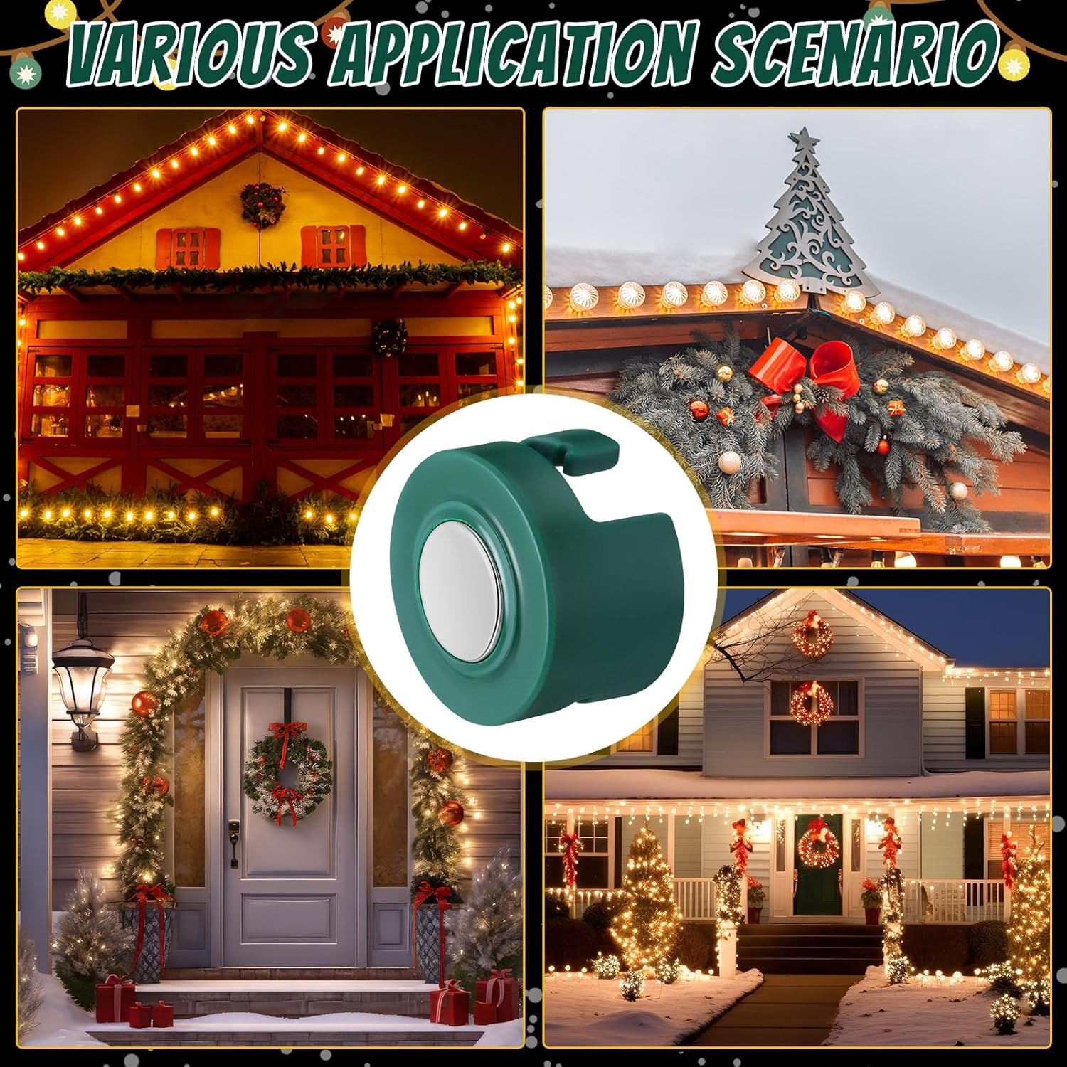 Magnetic Christmas Light Clip, Christmas Light Hooks For C9, C7 Socket, Outdoor Magnetic Holiday Clips For Outside Decor Roof Fence Xmas Tree(Green,100 Pcs)