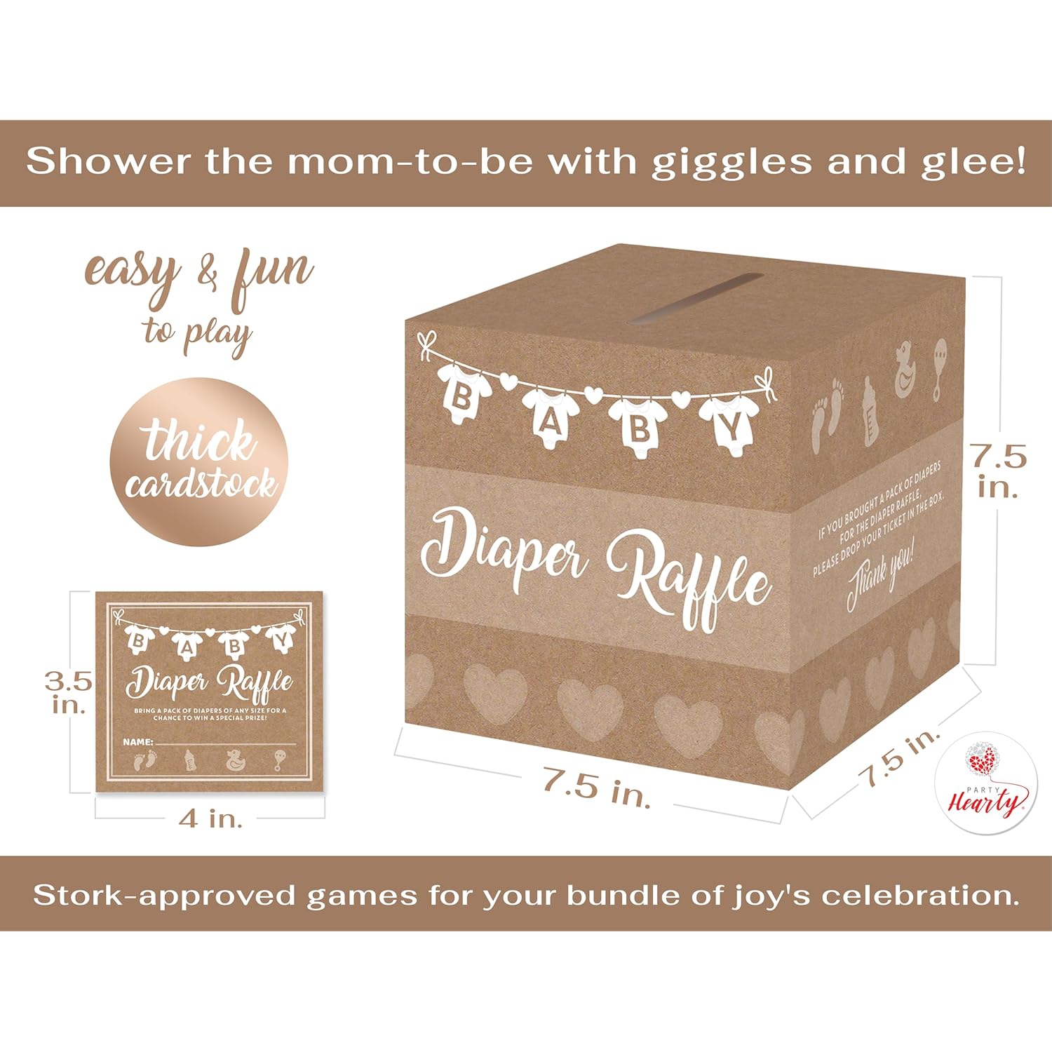 Baby Shower Games For Girl Or Boy, 50 Diaper Raffle Tickets, Diaper Raffle Ticket Cards Box, Baby Shower Decorations, Raffle Prizes, Ideas