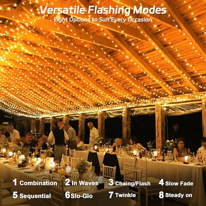 16.4FT 50 LED Solar Fairy Lights Outdoor Waterproof Warm White String Lights with 8 Modes for Patio Backyard Garden Landscape Decor