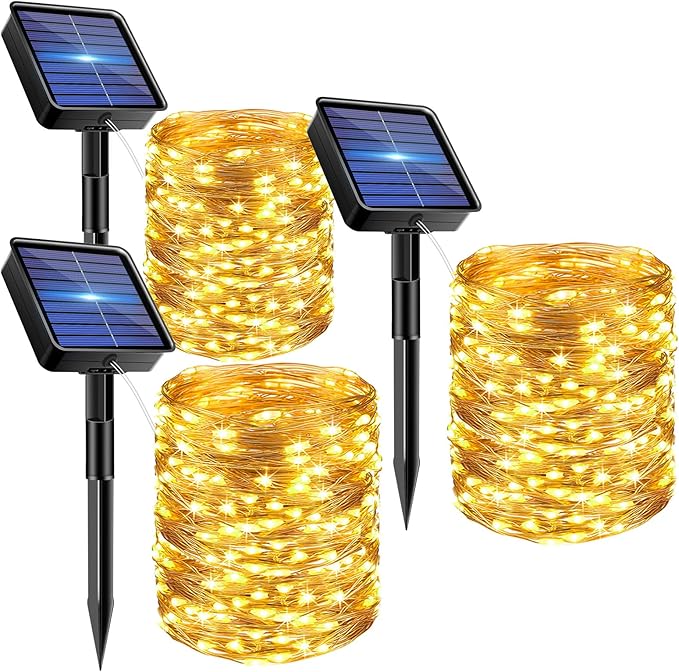 3 Pack Solar Fairy Lights 147FT 450 LED Waterproof Twinkle String Lights for Garden Decor