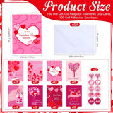 120 Pack Religious Valentines Day Cards With Envelopes And Stickers Christian Cards With Blessing Heart Greeting For Valentine‘S Day Party Favors Supplies 4.5 X 6.2 Inch