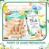 117 Pcs Baby Shower Block Games Sign Kit Including Baby Shower Game Sign 80 Diy Blank Wooden Blocks 36 Acrylic Markers For Guests Party(36 Colors,Leaves)