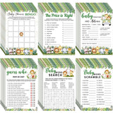 302 Pcs Safari Animal Theme Baby Shower Games, 6 Games, 50 Sheets Each, Shower Party, Word Scramble, Baby Word Search, Predictions And Advice, The Price Is Right