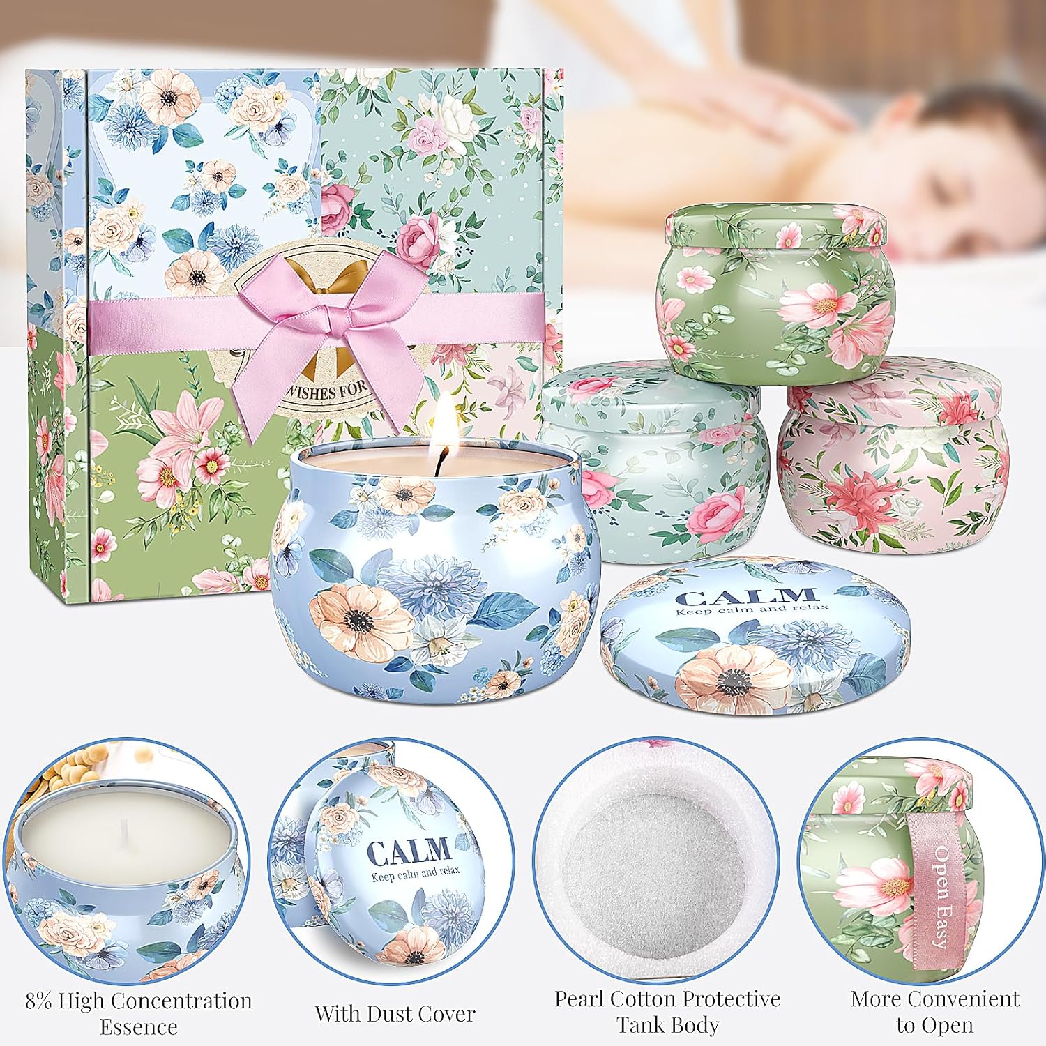 Scented Candles Set, 17.6 Oz 4 Pack Home Scented Candles, 100-120 Hours Candle Set For Men And Women, Long Lasting Soy Wax Aromatherapy Gift For Birthday, Valentine'S Day, Mother'S Day