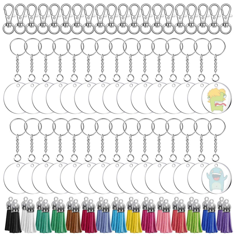 Acrylic Keychain Blanks, 150Pcs Clear Blank Keychains Kit Including Acrylic Bl