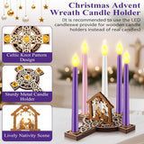 Christmas Advent Wreath Candle Holder With 5 Pcs Flameless Advent Candle, Wood Cross Shaped Nativity Scene Candlestick With Celtic Knot For Christmas Home Church Table Centerpiece Decor