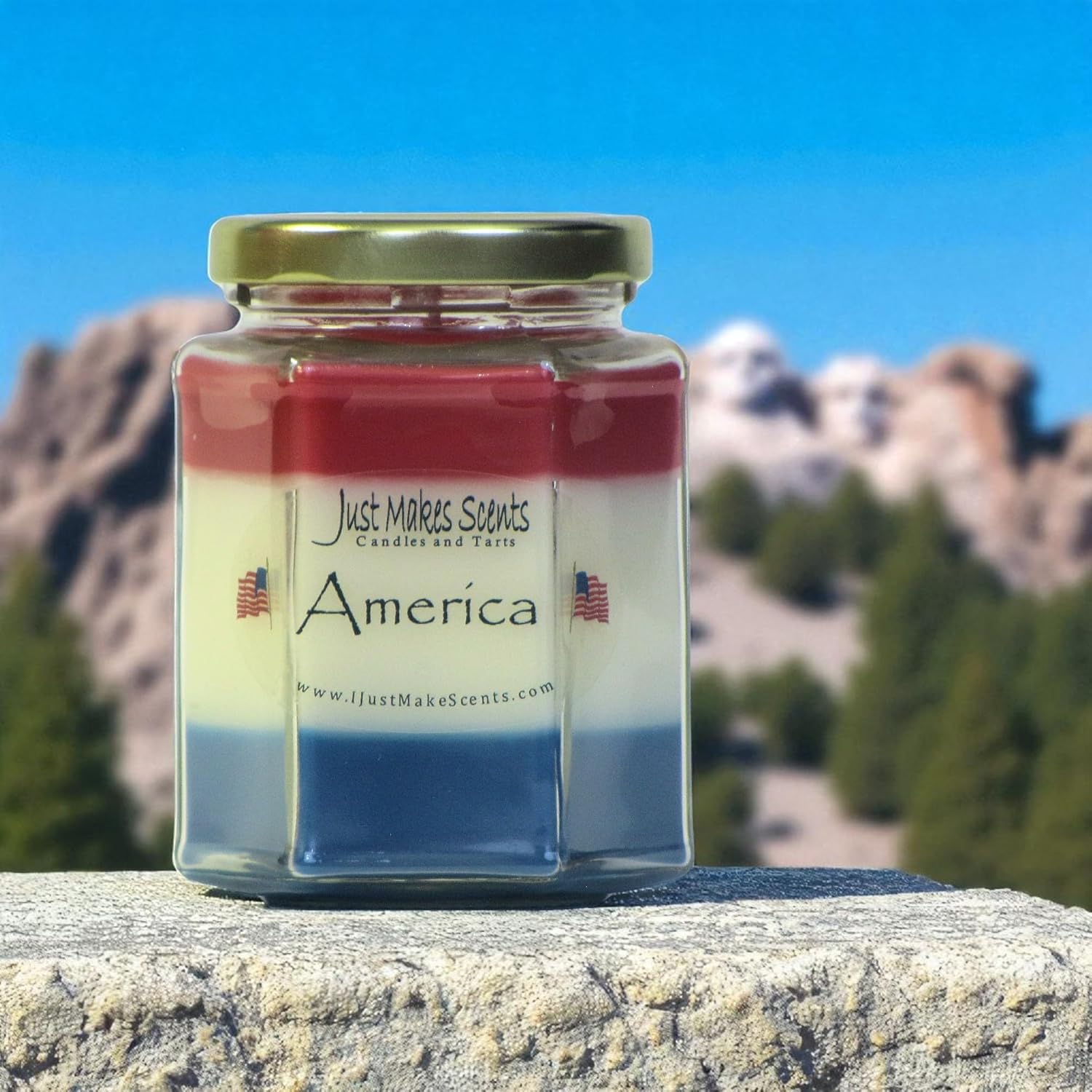 America - Patriotic Red, White & Blue Blended Soy Candle By - Great For Veterans Day, Memorial Day And Independance Day Decorations