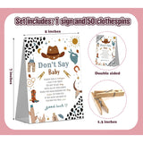 Cowboy Baby Shower Game Sign (1 Sign + 50 Mini Clothespins) For Gender Reveal Party Decorations And Favors