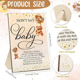 51 Pcs Cool Baby Shower Game Wooden Bear Sign Gift Sets 50 Baby Shower Pacifiers Necklace Acrylic Pacifier For Gender Reveal Party Favor(Brown)
