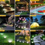 6 Pack Mini Solar Ground Lights 8 LED Cool White IP65 Waterproof Flat Disc Pathway Lights