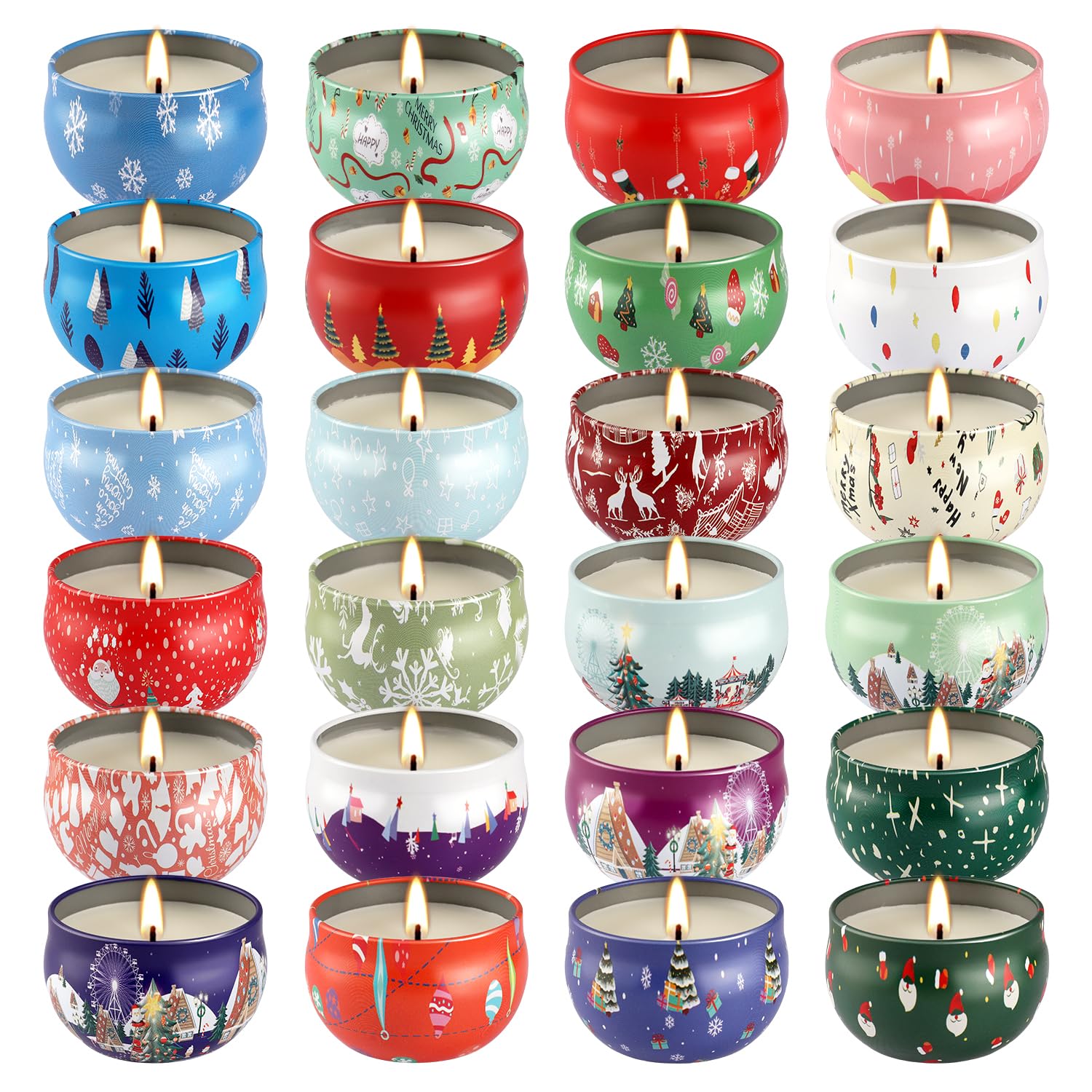 24Pack Christmas Scented Candles Gift- Aromatherapy Candle-2.5Oz Soy Wax-Long Lasting Burn Time, Christmas Thanksgiving Gifts For Women?Home Decor