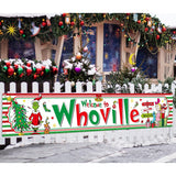 Welcome To Christmas Fence Banner Winter Holiday Party Decoration Xmas Decor Yard Outdoor Hanging Banner