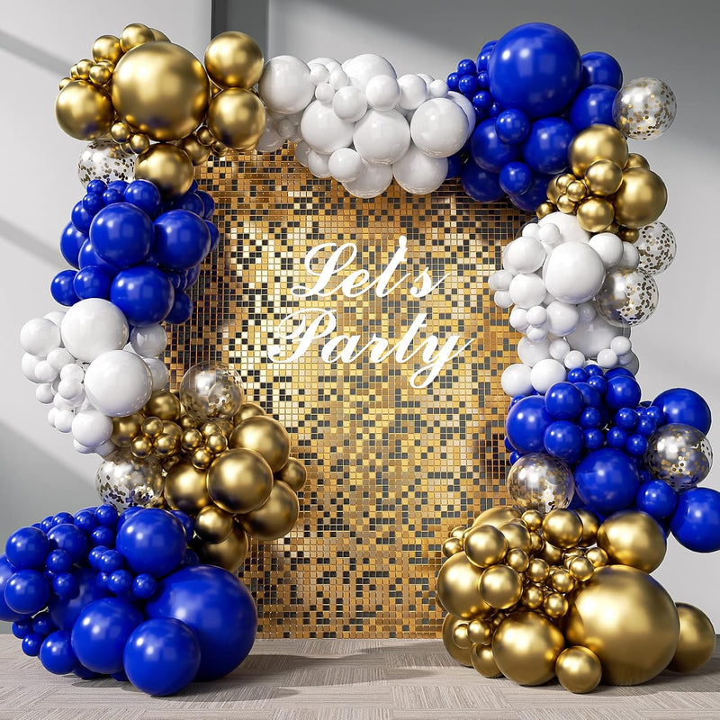 137Pcs Royal Blue And Gold Balloons Arch Garland Kit, 18/12/10/5 Inch