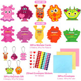 Valentines Cards For Kids, 30 Pack Monster Valentines Day Cards With Cute Monster Pendant Gifts & Envelopes - Exchange Gifts For School Classroom