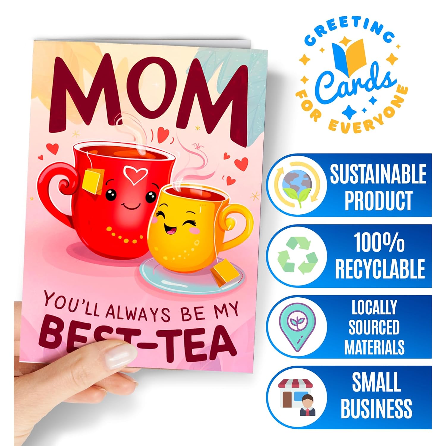 Funny Mom Birthday Card - Happy Birthday Card For Mom From Daughter - Cute Mother'S Day, Christmas, Retirement, Valentine For Her - Thank You Mum - Pun Bday - Mother Best Tea