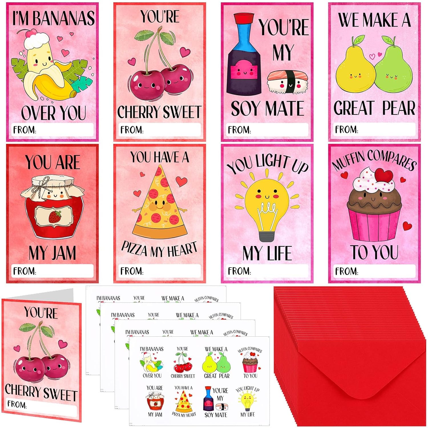 32 Pack Funny Valentines Cards Valentines Pun Greeting Cards With Envelopes And Stickers For Adults Valentine'S Day Classroom Exchange Gifts Party Favors