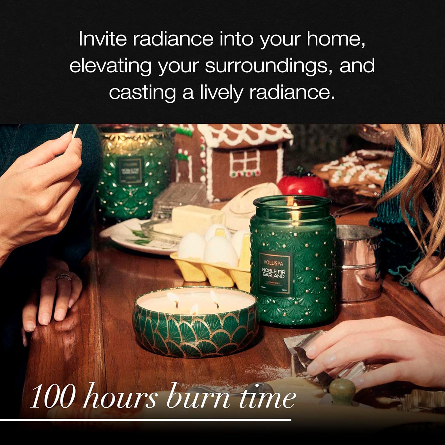 Noble Fir Garland, Large Candle Jar, 18Oz, Coconut Wax Blend, Christmas Scented Candles For Home, 100 Hour Burn Time, Poured In The Usa