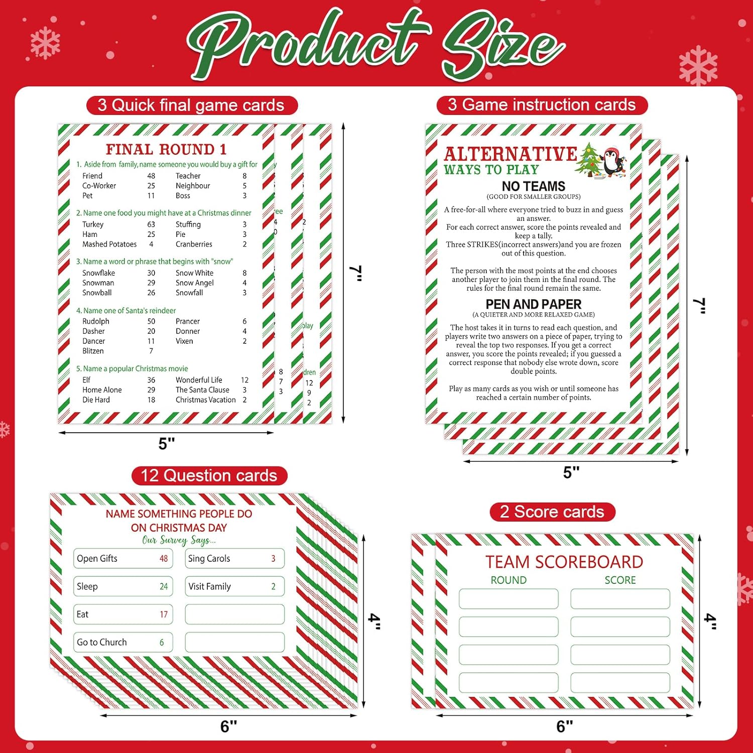 Fun Christmas Family Friendly Feud Cards Against Game For Adults Office Large Group Parties Favor, Xmas Trivia Quiz Party Games Christmas Night Activities - No Buzzers (Xmas)