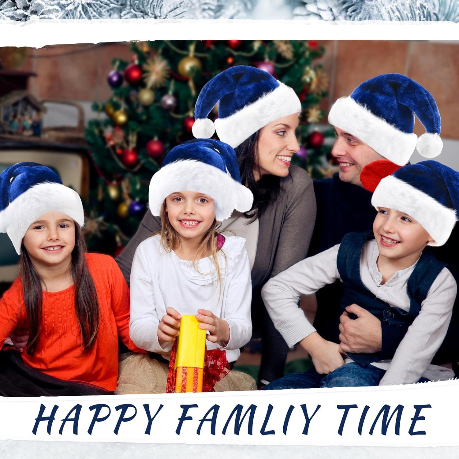 20 Pcs Santa Hats Bulk Plush Christmas Hats For Adults Women Men Holiday Party Costume(Navy Blue)