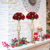 Flower Wedding Centrepieces For Tables - 10 Pcs 9.5In Diameter Crimson Artificial Flowers Rose Ball For Centerpieces Table - Fake Rose Arrangements For Weddings Birthday Party Decor