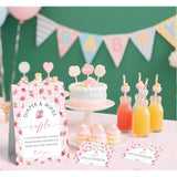 Strawberry Diapers And Wipes Raffle Game For Baby Shower, Diaper Prize Party Decorations, 1 Standing Sign And 50 Raffle Tickets Set, Congratulations For The New Baby