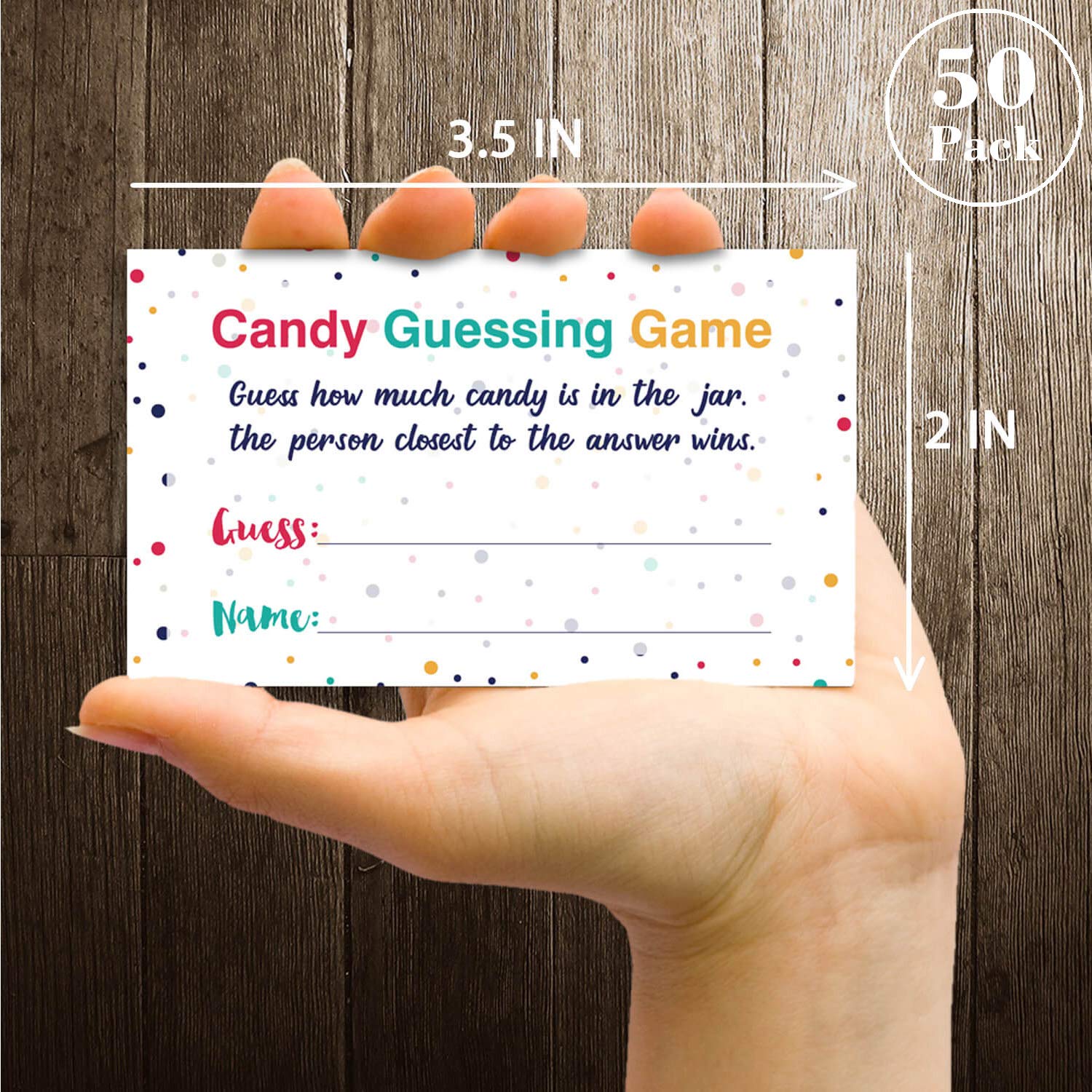 Candy Guessing Game Cards, Games Activities And Decorations, 50-Pack.