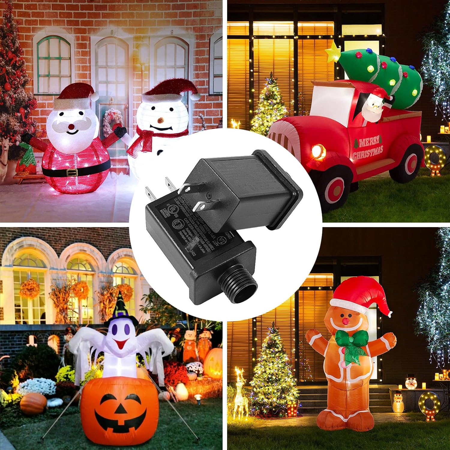 4Pcs Replacement Yard Inflatable Adapter 12V Class 2 Power Supply 120Vac 60Hz Led Ip44 Waterproof Transformer Plug For L