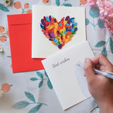 Unique Quilling Card – Rainbow Heart Shaped Flower Design | Handmade Greeting Card For Birthday, Anniversary, Christmas, Mother’S Day, Thank You, Friends & Loved Ones