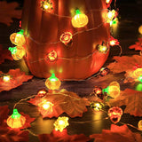 Thanksgiving Decoration 10Ft 30 Led 3D Pumpkin Maple Acorn Leaf String Lights Battery Operated Remote Timer Orange Fall