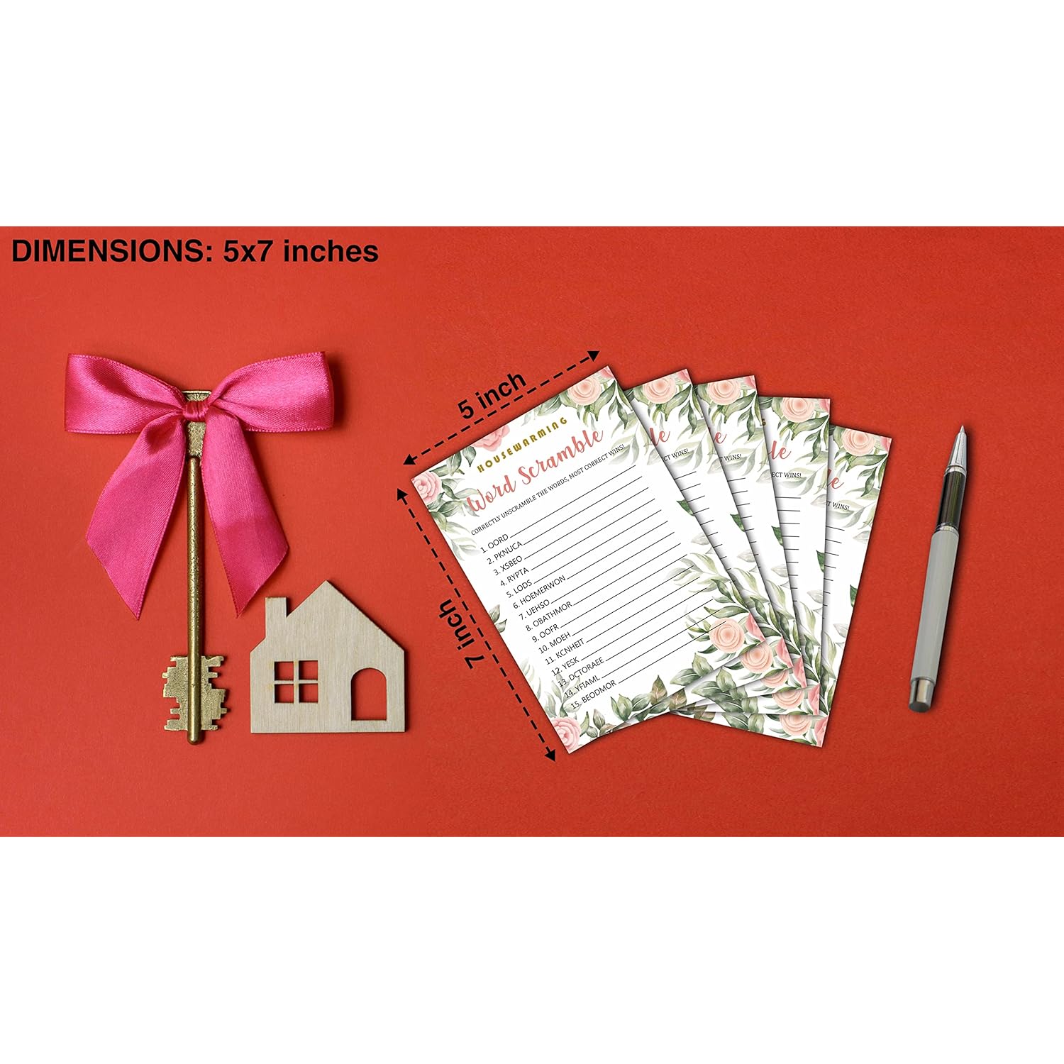 Housewarming Party Game, Word Scramble, Floral Greenery New Home Celebration Party Ideas, New Homeowner/First Home/Apartment/House Party Decorations - 30 Pack(B08)