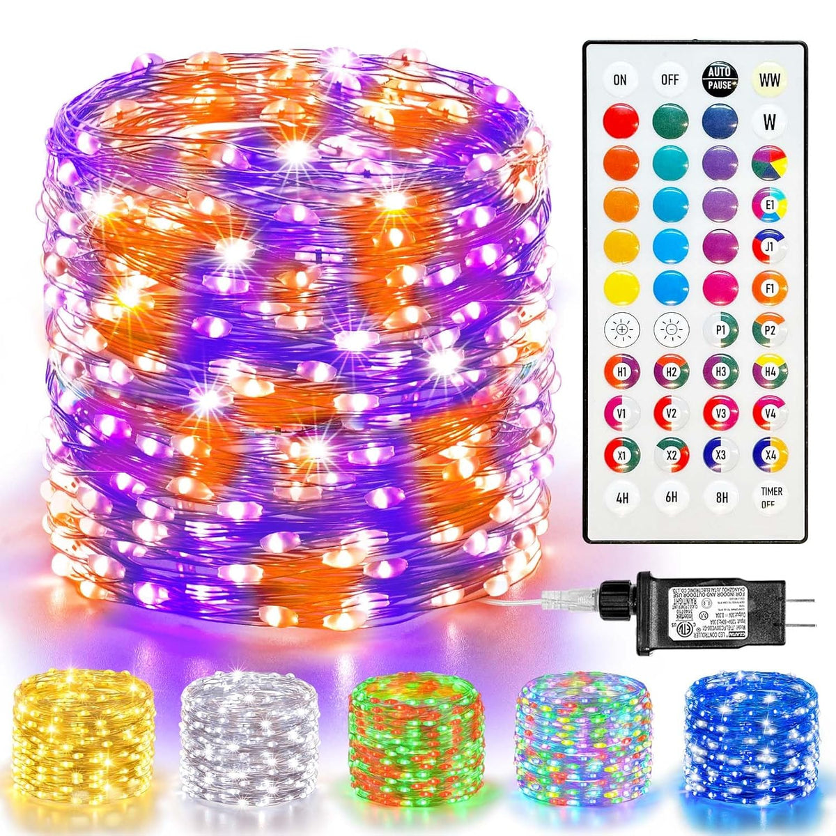 Led Halloween Fairy Lights Plug In, 200Led 66Ft Color Changing Fairy Lights With Remote, 9 Modes Led String Lights Indoo