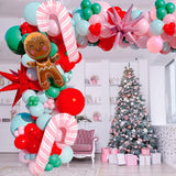 Christmas Balloon Garland Arch Kit With 143 Pcs Xmas Pink Green Red Balloons Cane Candy Foil Balloons For Christmas Party Decorations Xmas New Year Birthday Party Supplies