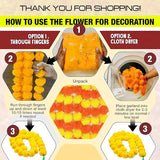 5Pcs Marigold Garland 5 Feet Long Artificial Flowers For Indian Diwali Pooja Wedding Party Home And Event Decoration (5, Orange)