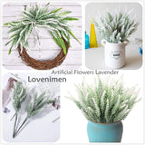 Artificial Flowers Lavender Plastic Plant Fake Wedding Bride Bouquet Indoor Outdoor Home Decor Garden Patio Table Centerpieces Arrangements Decoration White 4 Pcs