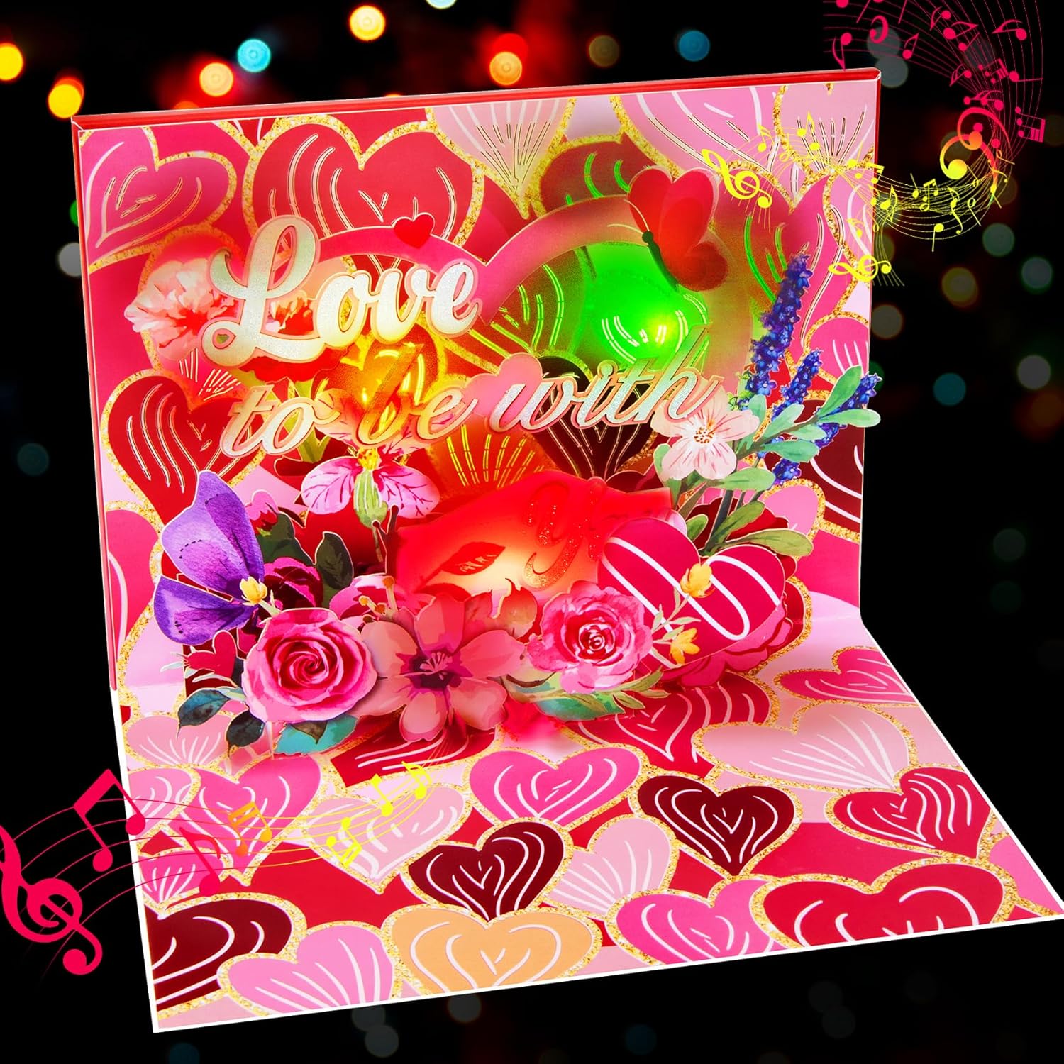 Anniversary Cards, Musical Anniversary Card With Light And Music, Happy Valentines Card, Wedding Cards, Birthday Cards For Wife Husband Couple