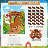 Farm Animal Games Pin The Tail On The Animals Barn Birthday Party Decorations Farm Poster Games With 24 Stickers Eye Mask For Family Activities Birthday Party Decor Supplies(Horse)