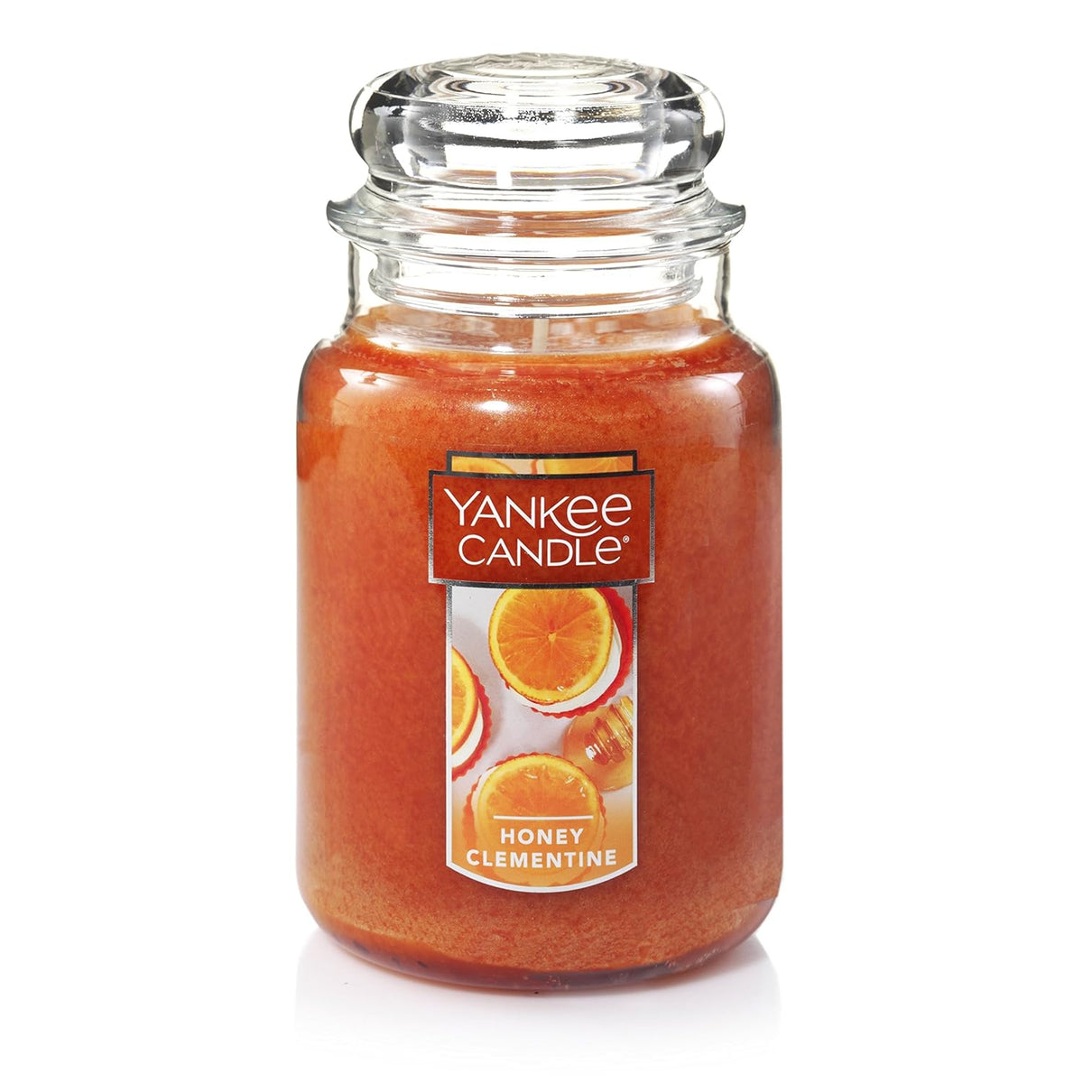 Yankee Candle Honey Clementine Scented, Classic 22oz Large Jar Single Wick Aromatherapy Candle, Over 110 Hours of Burn Time, Apothecary Jar Fall Candle, Autumn Candle Scented for Home