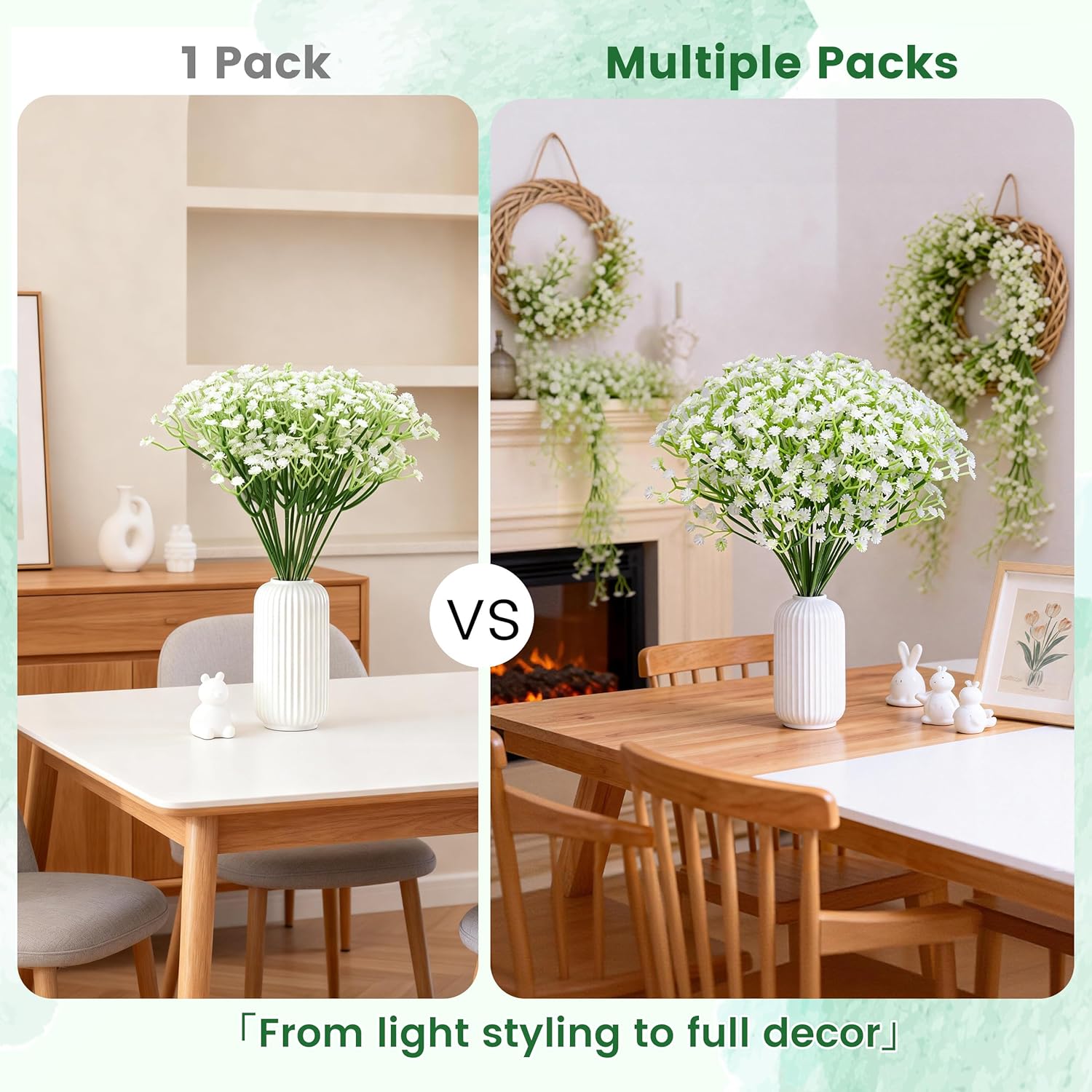 24Pcs White Babys Breath Artificial Flowers,11'' Elegant Faux Baby Breath Flowers For Wedding Home Decor, Table Centerpieces & Diy Fake Flowers
